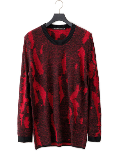 gène par YUKIO MISHIBA / Flake Single Jacquard Knit - Black×Red