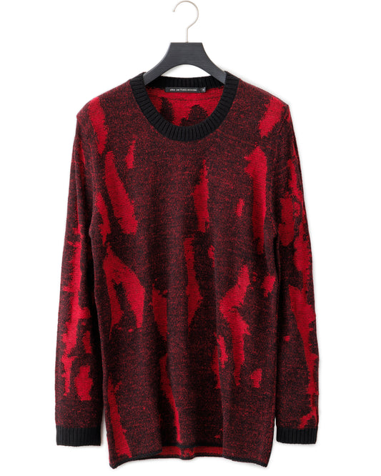 gène par YUKIO MISHIBA / Flake Single Jacquard Knit - Black×Red