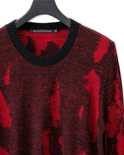 gène par YUKIO MISHIBA / Flake Single Jacquard Knit - Black×Red