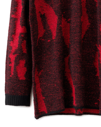 gène par YUKIO MISHIBA / Flake Single Jacquard Knit - Black×Red