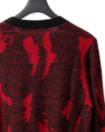 gène par YUKIO MISHIBA / Flake Single Jacquard Knit - Black×Red