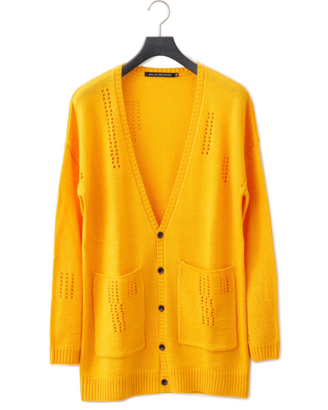 gène par YUKIO MISHIBA / Pointelle Knit Cardigan - Yellow