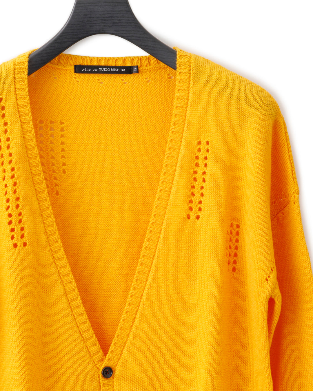 gène par YUKIO MISHIBA / Pointelle Knit Cardigan - Yellow