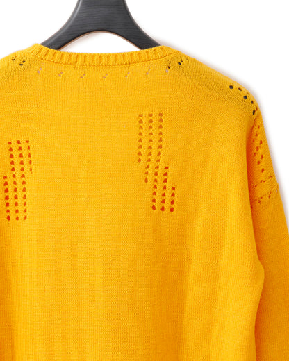 gène par YUKIO MISHIBA / Pointelle Knit Cardigan - Yellow