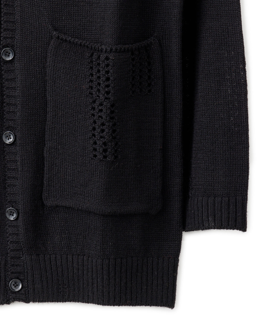 gène par YUKIO MISHIBA / Pointelle Knit Cardigan - Black