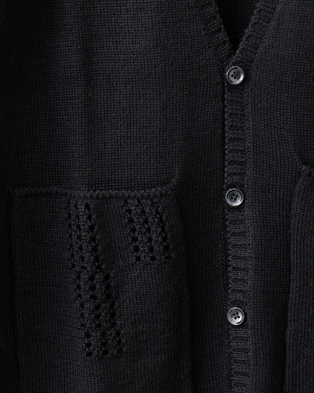 gène par YUKIO MISHIBA / Pointelle Knit Cardigan - Black