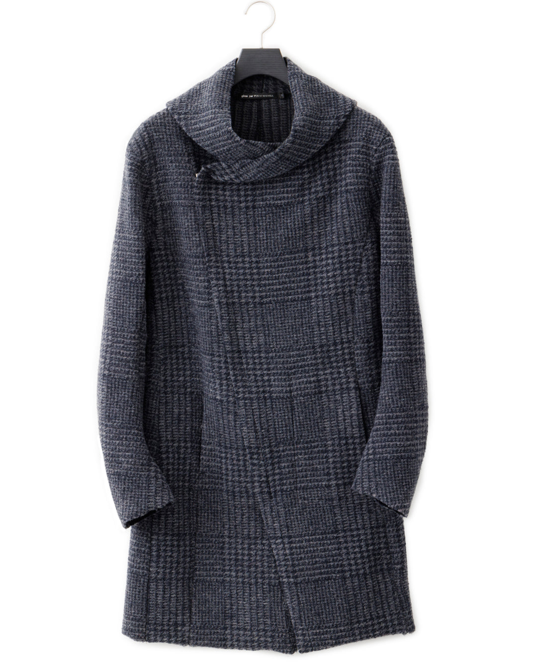 gène par YUKIO MISHIBA / Check Sliver Knit Hooded Coat