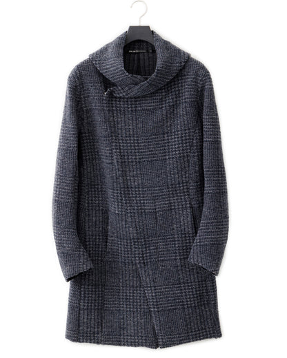 gène par YUKIO MISHIBA / Check Sliver Knit Hooded Coat