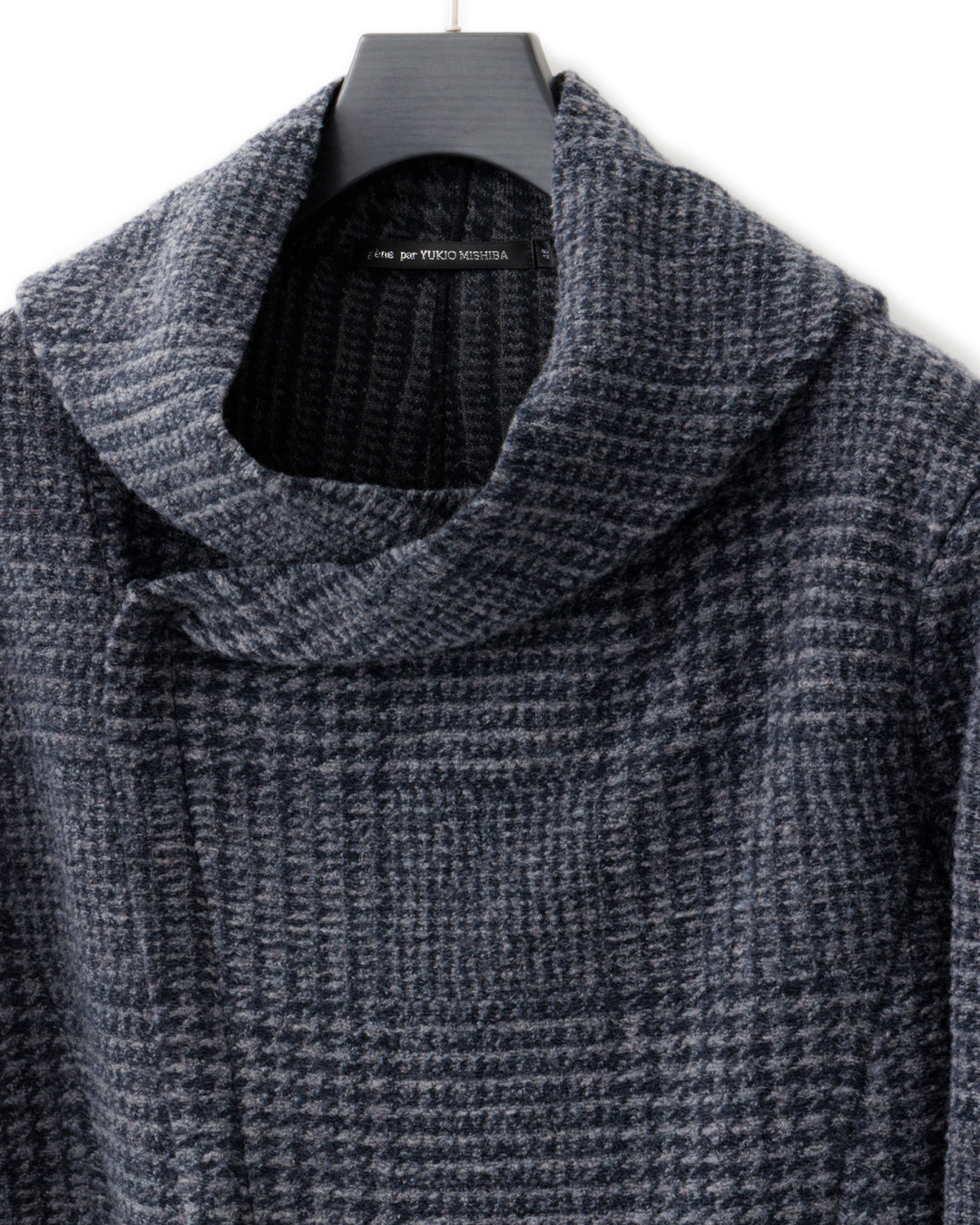 gène par YUKIO MISHIBA / Check Sliver Knit Hooded Coat