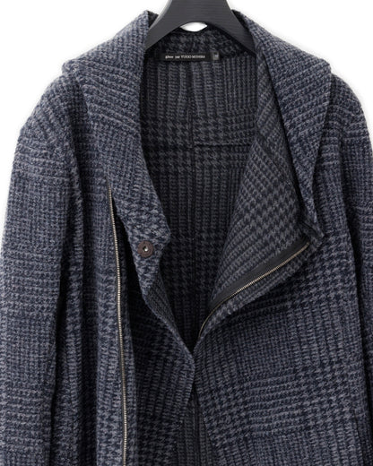 gène par YUKIO MISHIBA / Check Sliver Knit Hooded Coat