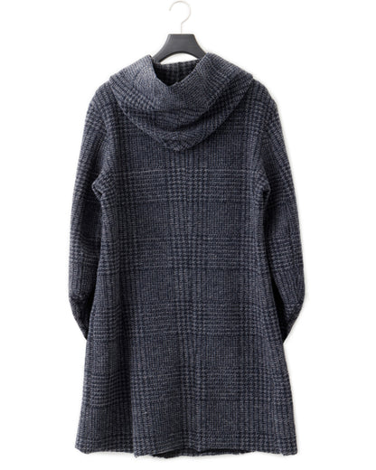 gène par YUKIO MISHIBA / Check Sliver Knit Hooded Coat
