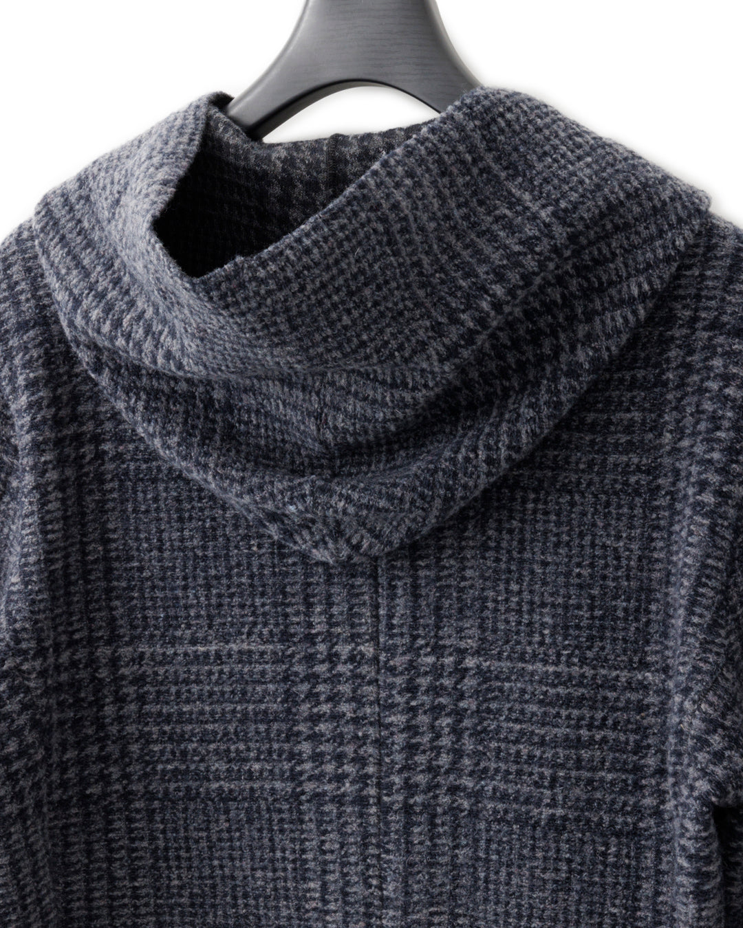 gène par YUKIO MISHIBA / Check Sliver Knit Hooded Coat