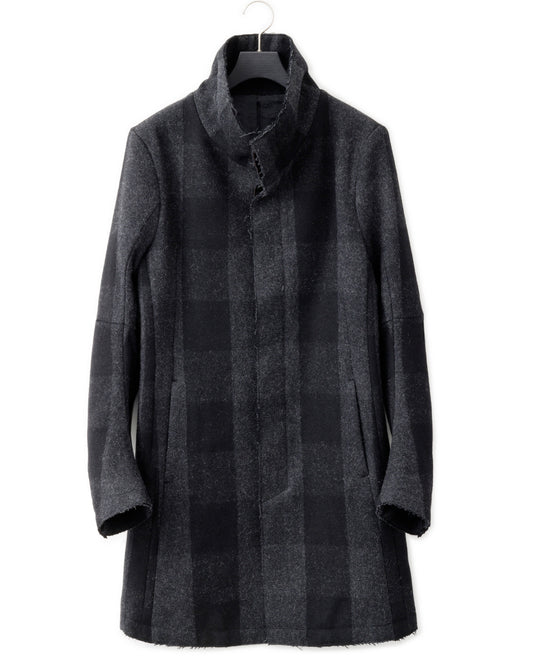 gène par YUKIO MISHIBA / Check Melton Stand Collar Coat