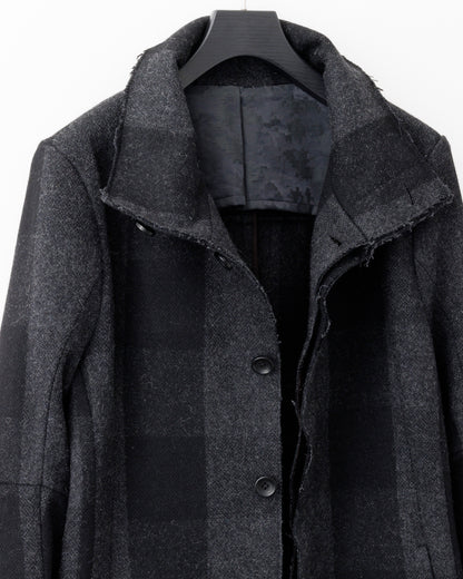 gène par YUKIO MISHIBA / Check Melton Stand Collar Coat