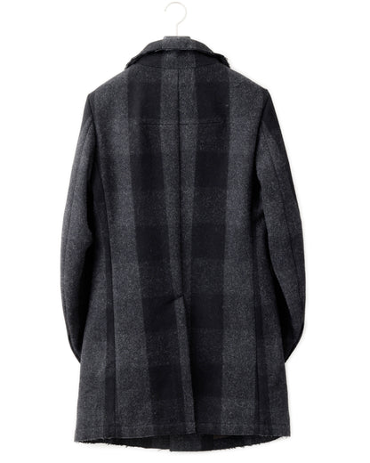 gène par YUKIO MISHIBA / Check Melton Stand Collar Coat