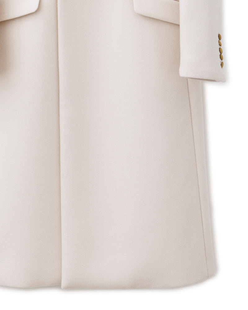 ys Yuji SUGENO / Semi-Double Long Chester Coat with Gold Buttons - OFFWHITE