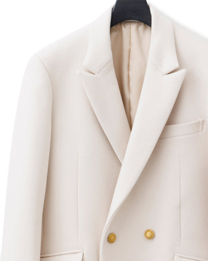ys Yuji SUGENO / Semi-Double Long Chester Coat with Gold Buttons - OFFWHITE