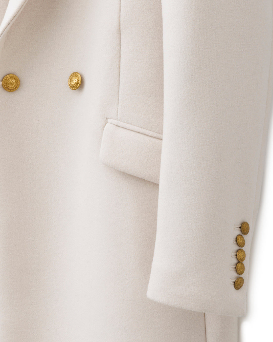ys Yuji SUGENO / Semi-Double Long Chester Coat with Gold Buttons - OFFWHITE