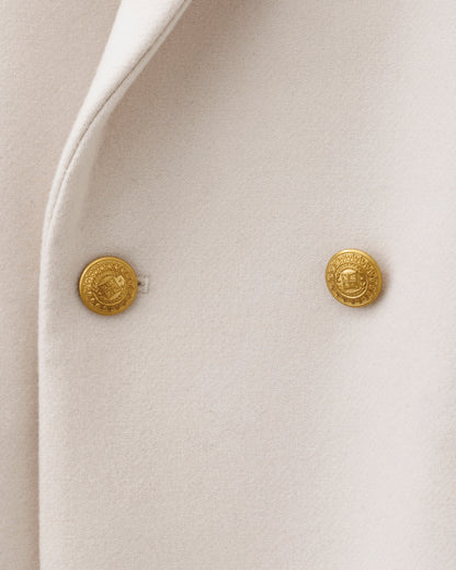 ys Yuji SUGENO / Semi-Double Long Chester Coat with Gold Buttons - OFFWHITE
