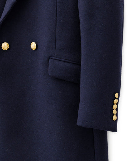 ys Yuji SUGENO / Semi-Double Long Chester Coat with Gold Buttons - NAVY