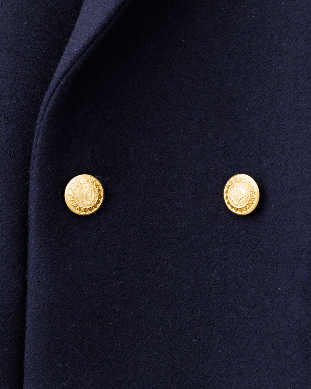 ys Yuji SUGENO / Semi-Double Long Chester Coat with Gold Buttons - NAVY