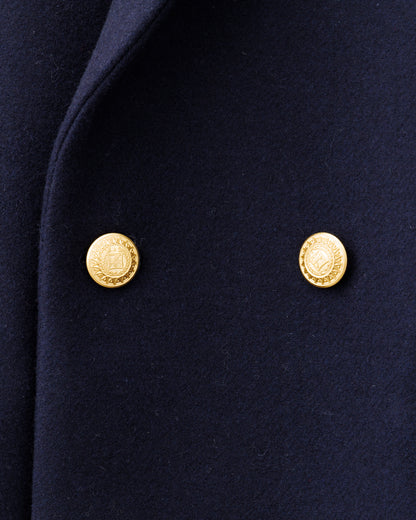 ys Yuji SUGENO / Semi-Double Long Chester Coat with Gold Buttons - NAVY