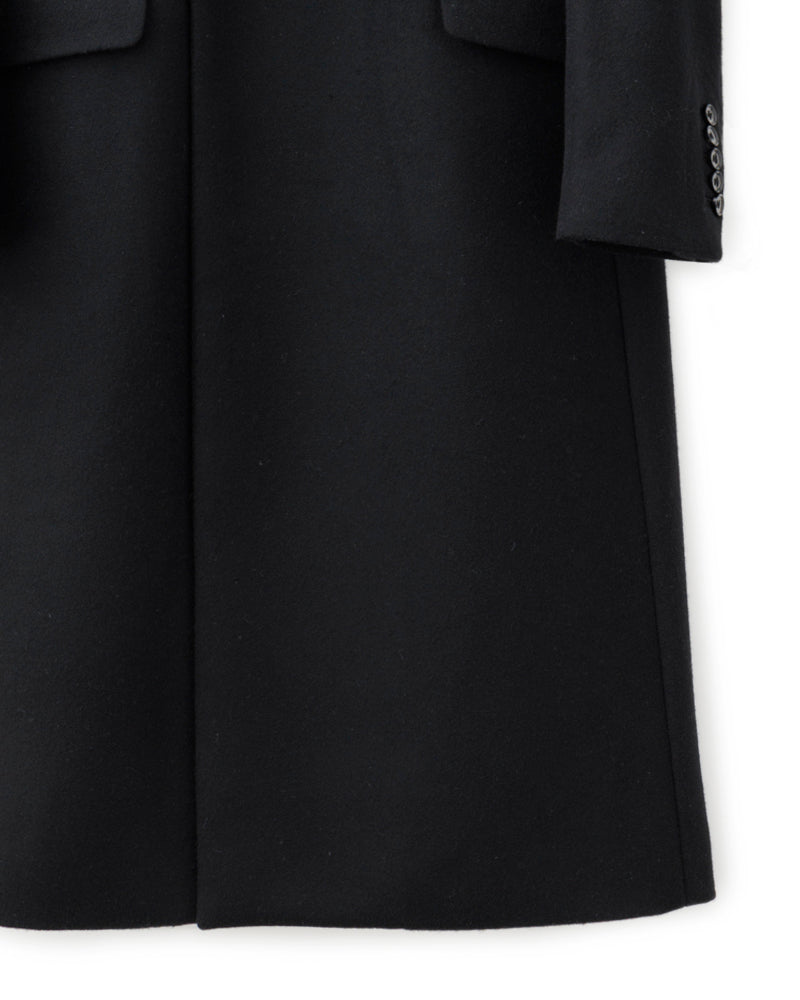 ys Yuji SUGENO / Semi-Double Long Chester Coat - BLACK SWITCH