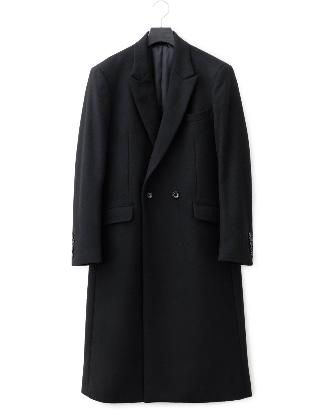 ys Yuji SUGENO / Semi-Double Long Chester Coat - BLACK