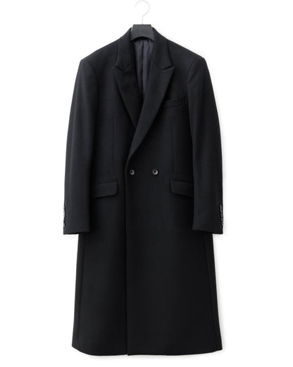 ys Yuji SUGENO / Semi-Double Long Chester Coat - BLACK