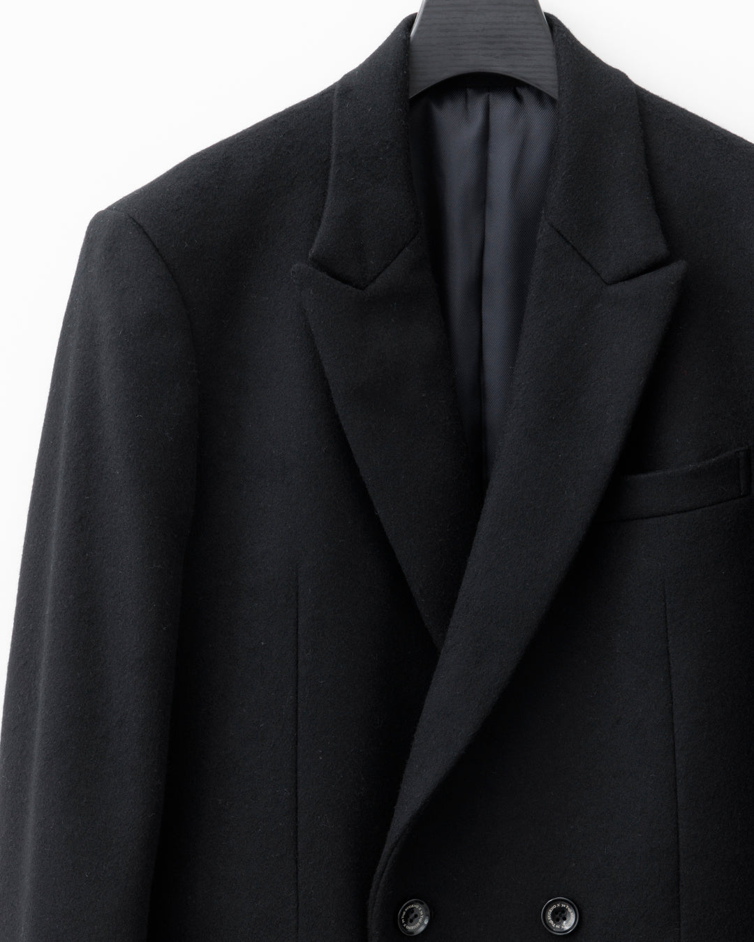 ys Yuji SUGENO / Semi-Double Long Chester Coat - BLACK