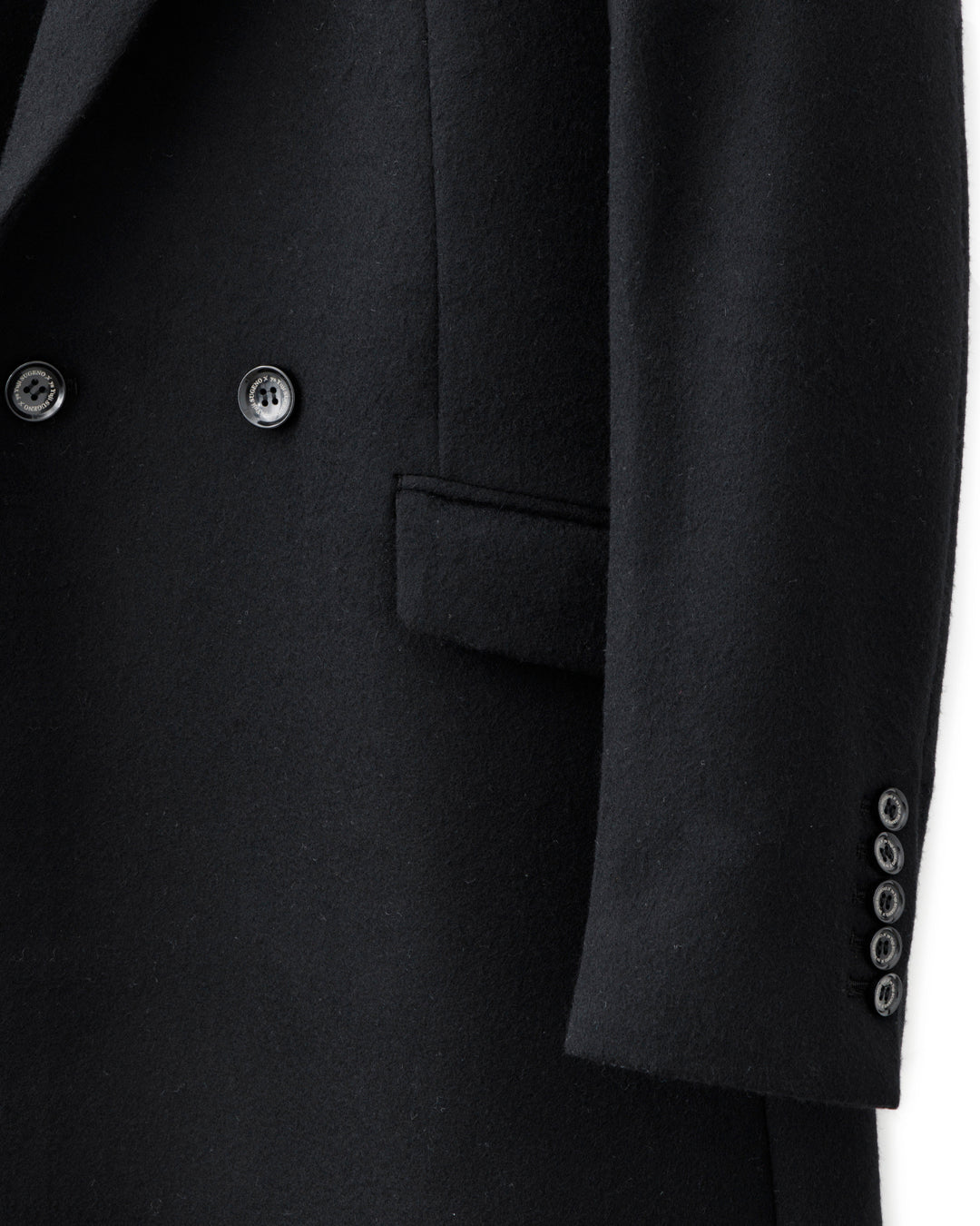 ys Yuji SUGENO / Semi-Double Long Chester Coat - BLACK