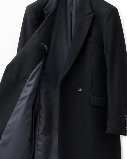ys Yuji SUGENO / Semi-Double Long Chester Coat - BLACK