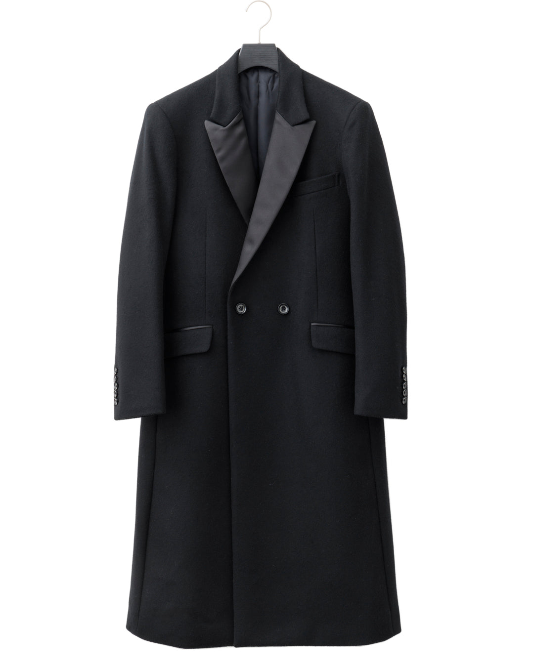 ys Yuji SUGENO / Semi-Double Long Chester Coat - BLACK SWITCH