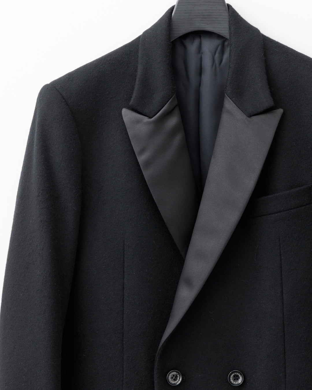 ys Yuji SUGENO / Semi-Double Long Chester Coat - BLACK SWITCH