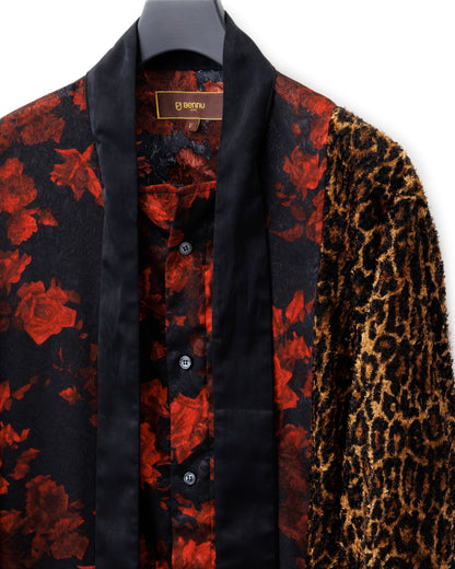Bennu / Multi-Collar Flower × Leopard Long Shirts