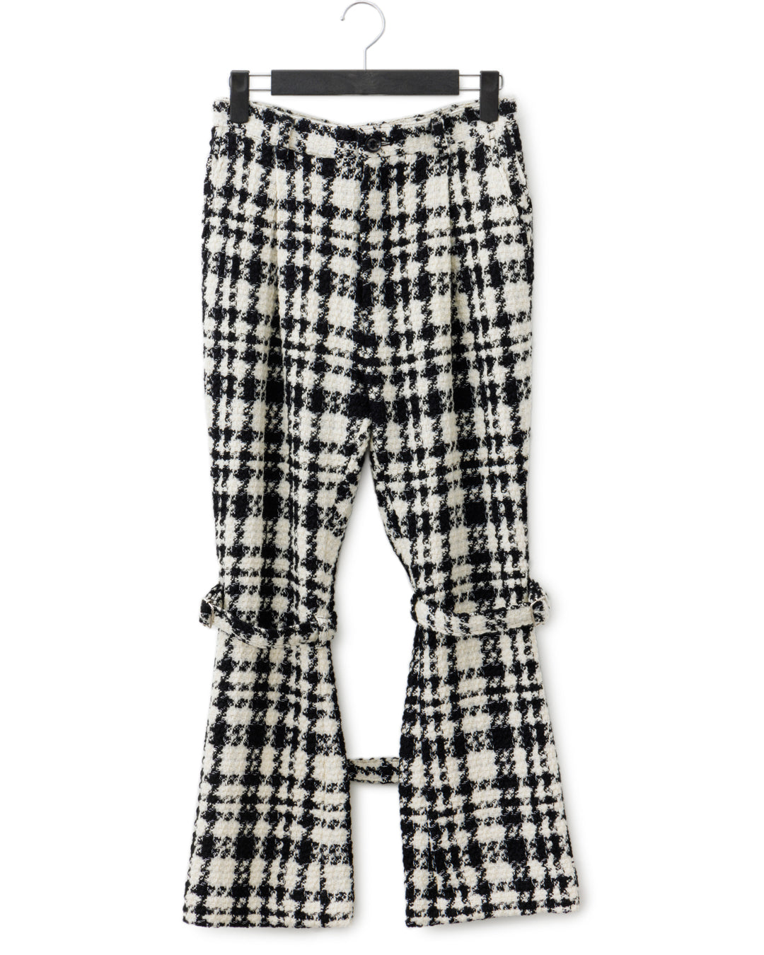 Bennu / Wooly Tweed Boot-Cut Bondage Trousers - WHITE