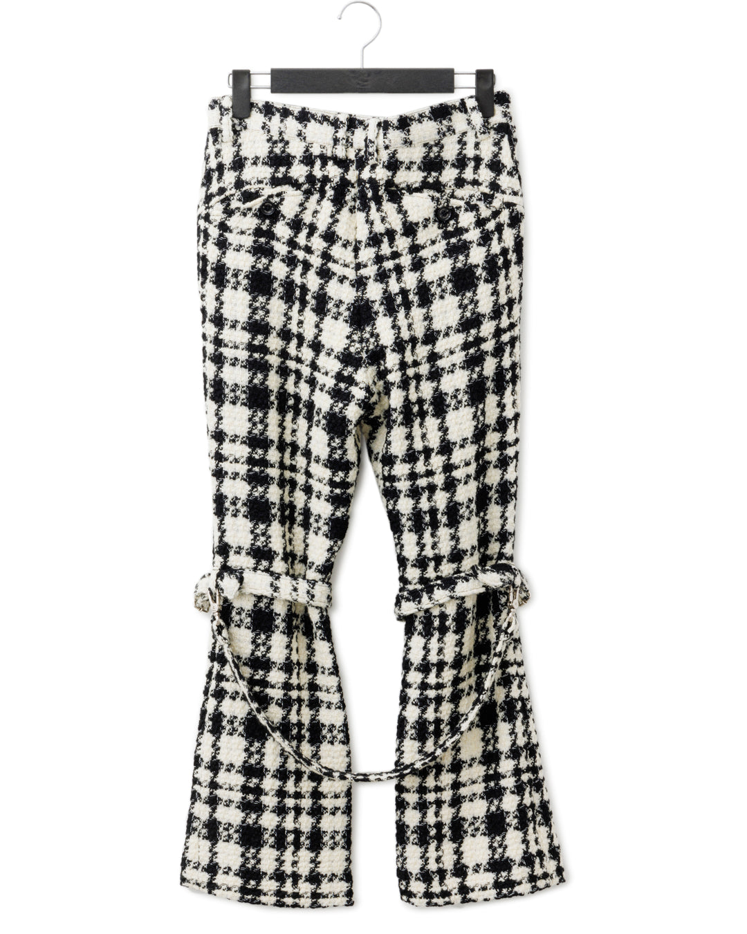 Bennu / Wooly Tweed Boot-Cut Bondage Trousers - WHITE
