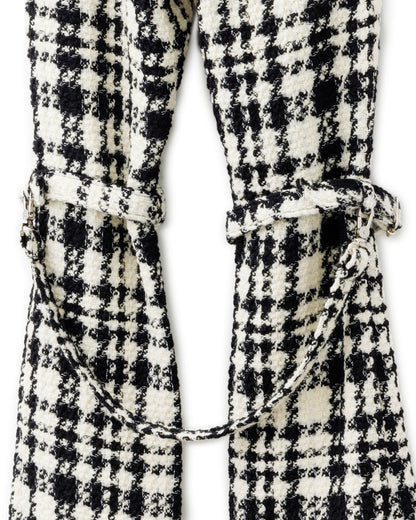 Bennu / Wooly Tweed Boot-Cut Bondage Trousers - WHITE