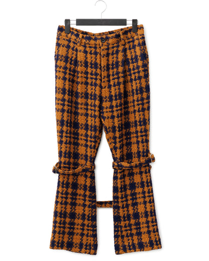 Bennu / Wooly Tweed Boot-Cut Bondage Trousers - ORANGE