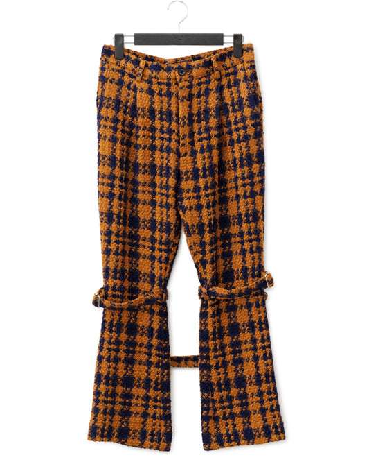 Bennu / Wooly Tweed Boot-Cut Bondage Trousers - ORANGE