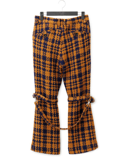 Bennu / Wooly Tweed Boot-Cut Bondage Trousers - ORANGE