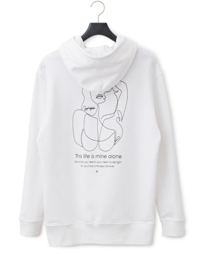 ys Yuji SUGENO / Line Art Lady Hoodie - WHITE