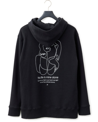 ys Yuji SUGENO / Line Art Lady Hoodie - BLACK