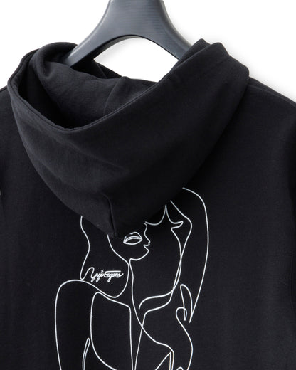 ys Yuji SUGENO / Line Art Lady Hoodie - BLACK