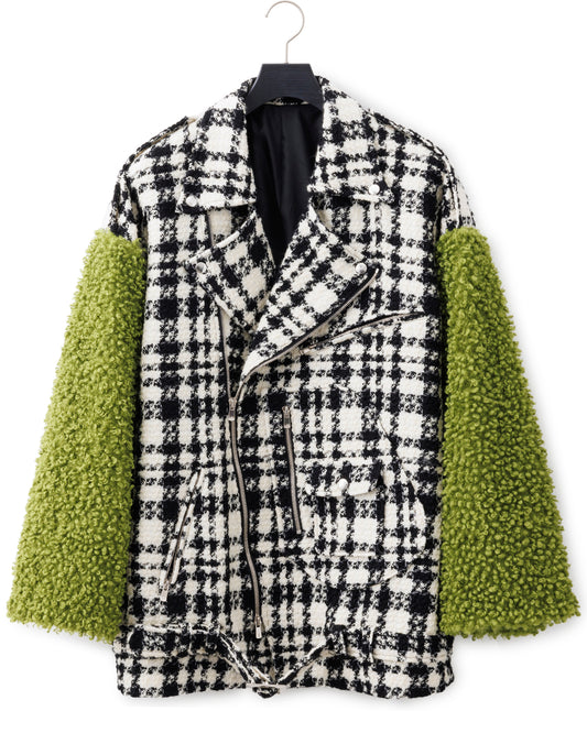 Bennu / Wooly Tweed Fur Sleeve Riders Jacket