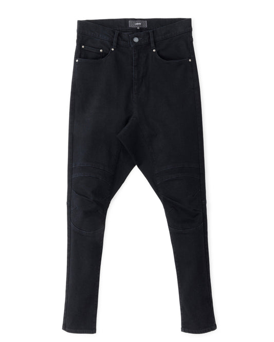 ys Yuji SUGENO / Supima Hybrid Denim Sarrouel Skinny Pants - BLACK