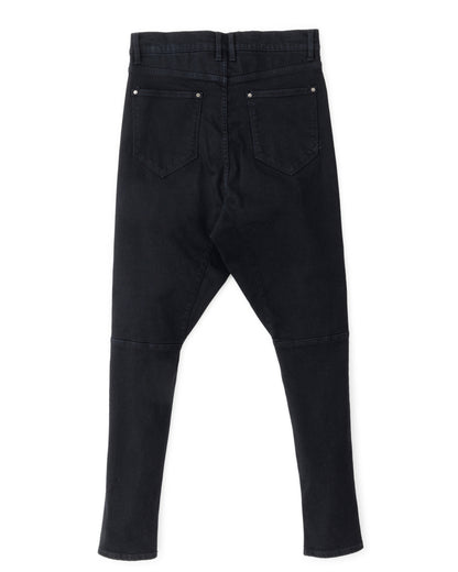 ys Yuji SUGENO / Supima Hybrid Denim Sarrouel Skinny Pants - BLACK