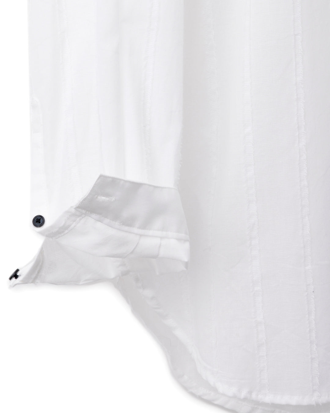 ys Yuji SUGENO / Cut Fringe Stripe Over Collarless Shirt - WHITE