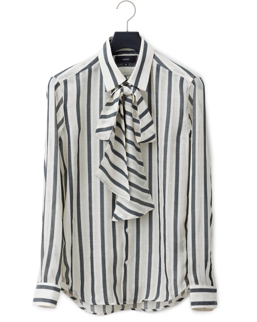 ys Yuji SUGENO / Karami Stripe Regular Shirt with Ascot Stole - IVORY