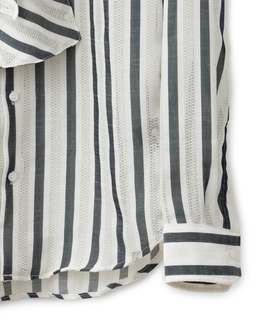 ys Yuji SUGENO / Karami Stripe Regular Shirt with Ascot Stole - IVORY